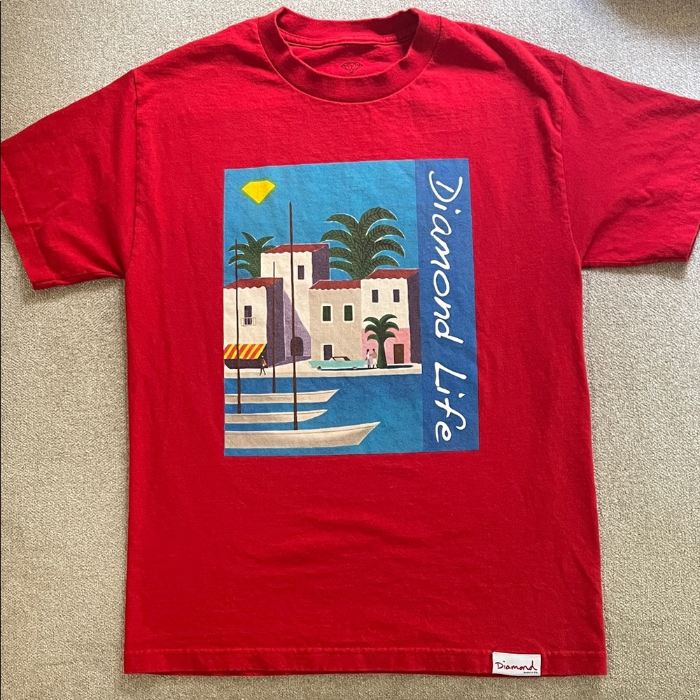 Men’s large 90’s Diamond Supply Co. Red Graphic Tee “vintage”
